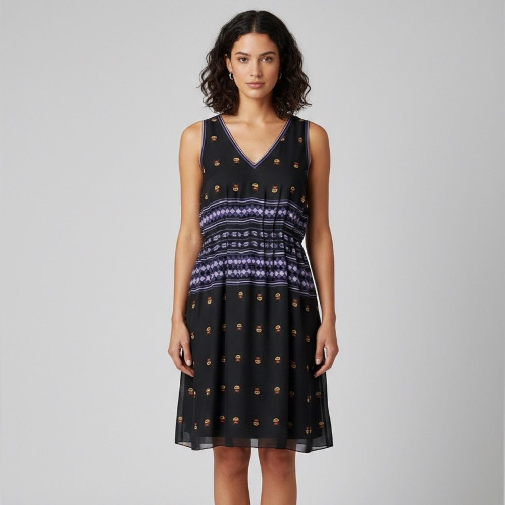 Leon Max 100% silk designer extraterrestrial sleeveless dress